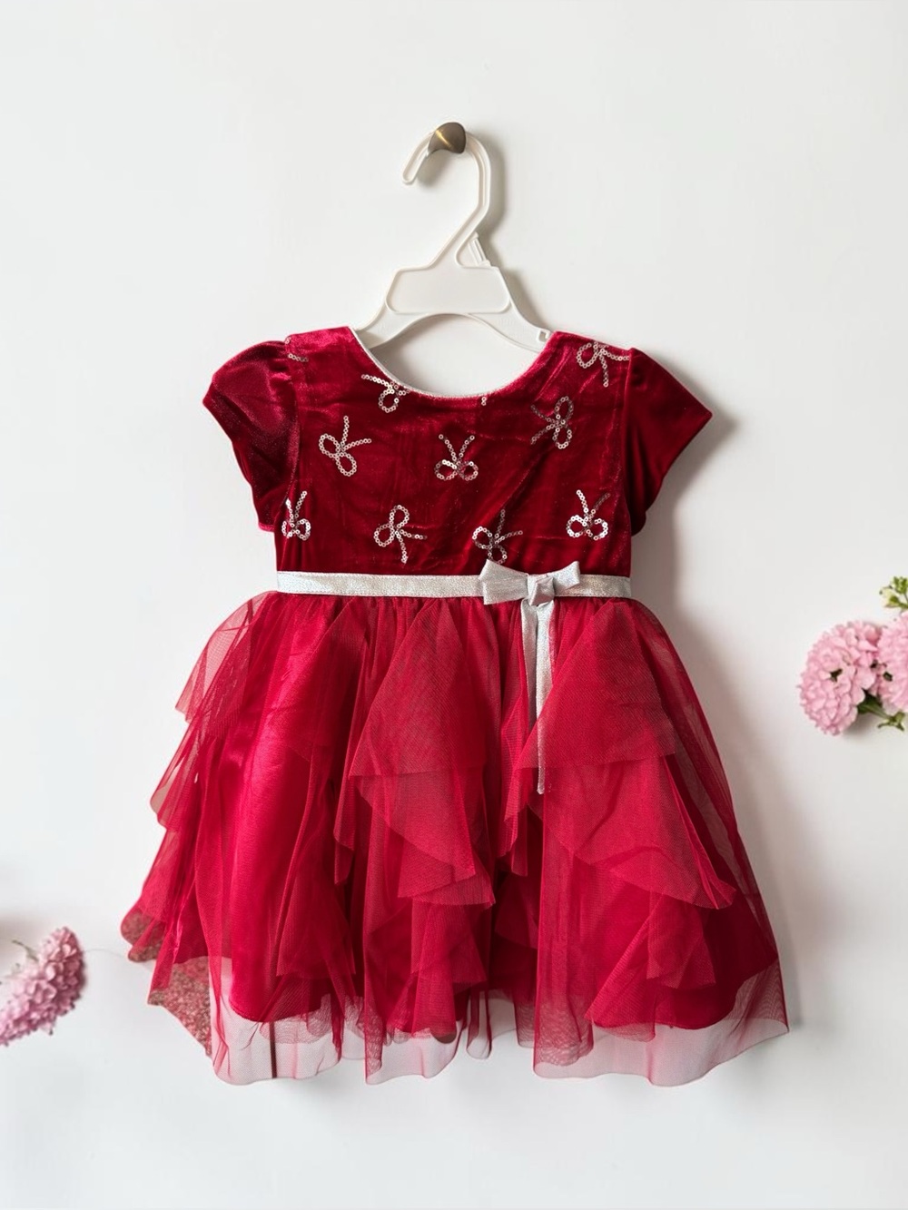NWOT 2T Red Sparkle Bow Party Dress